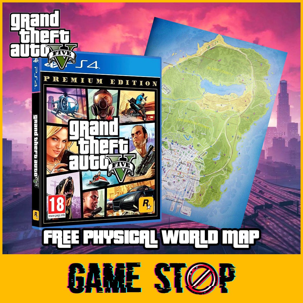 Ps4 Gta V Grand Theft Auto V 5 Premium Edition Chi Eng Version With Physical World Map Physical Disc Shopee Malaysia