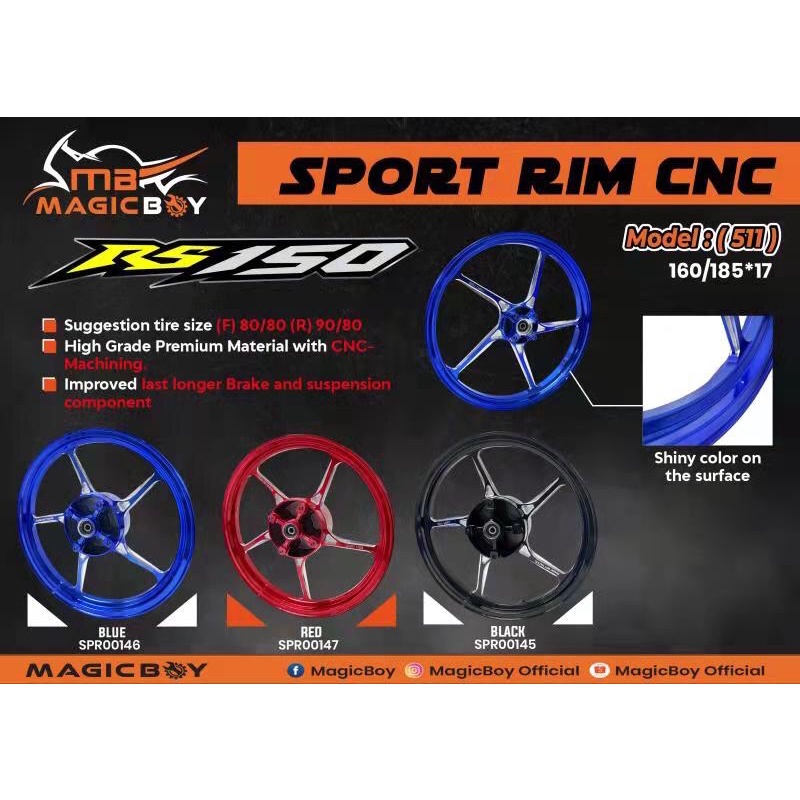 SPORT RIM FG511 MAGICBOY HONDA RS150(READY STOCK) | Shopee Malaysia