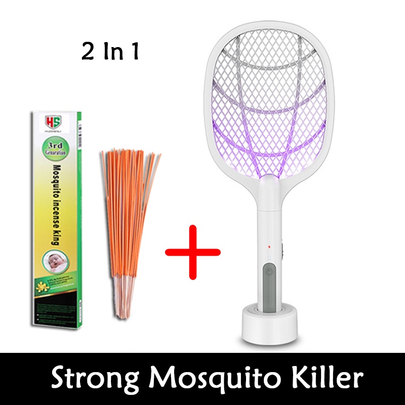 FREE GIFT New USB Charging 3 in 1 Electric Insect Racket Mosquito Swatter Rechargeable Dual