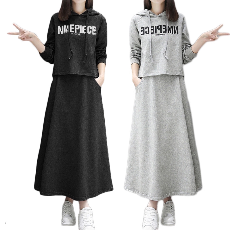 hoodie with long skirt