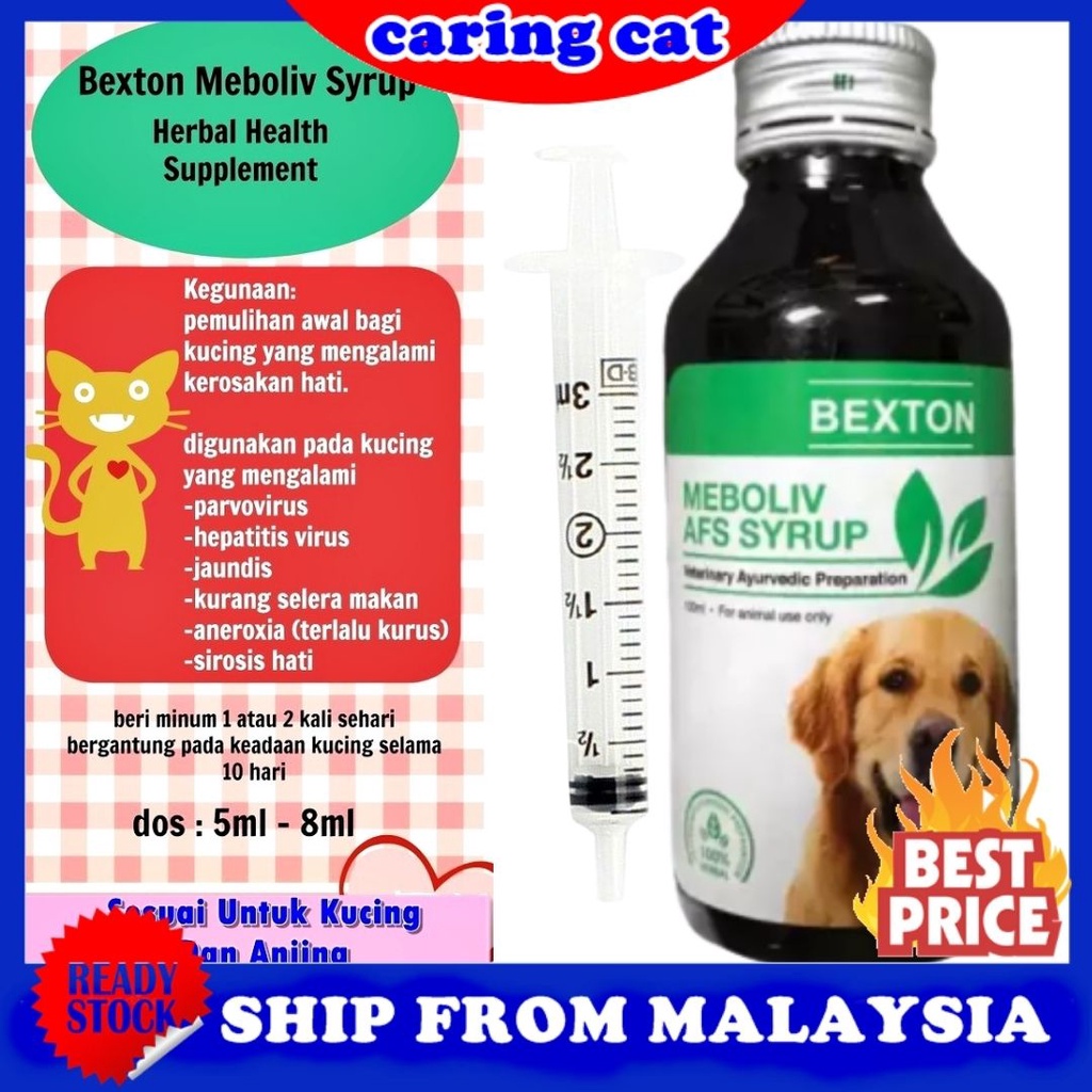 Bexton Meboliv Syrup 100ml Ubat Hati Untuk Kucing Dan Anjing | Shopee ...