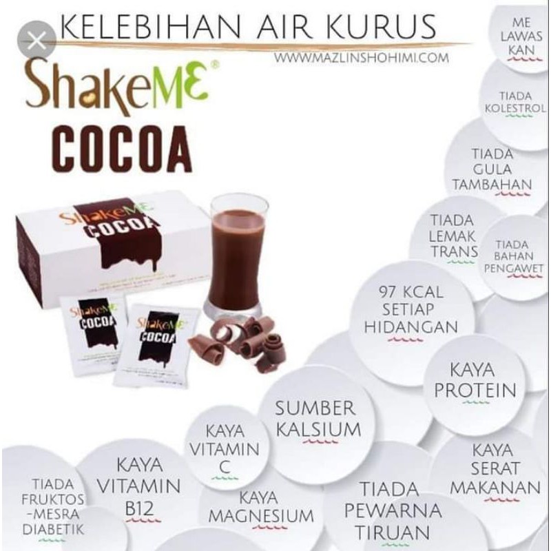 Shake Me Cocoa Rasa Serbuk Koko Berserat Mengenyangkan Kaya Dengan Fiber Tiada Gula Tambahan Kaya Dengan Vitamin Shopee Malaysia