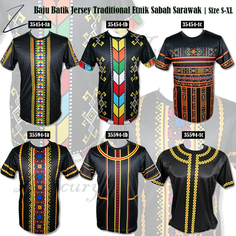 Baju Jersey Pattern Batik Tradisional Sabah and Sarawak Kedua | New ...