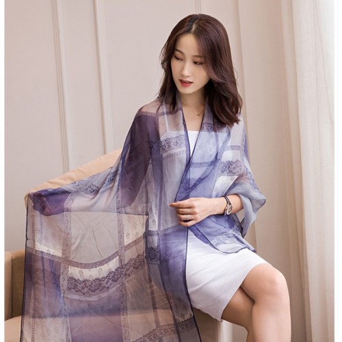 Hangzhou Purple Blue Lace Scarf 180 x 70 cm (S123)