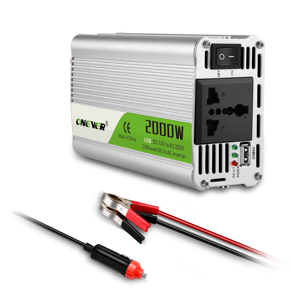 ONEVER 2000W Car Power Inverter Converter DC 12V To AC 220V Modified Sine Wave Power With AC