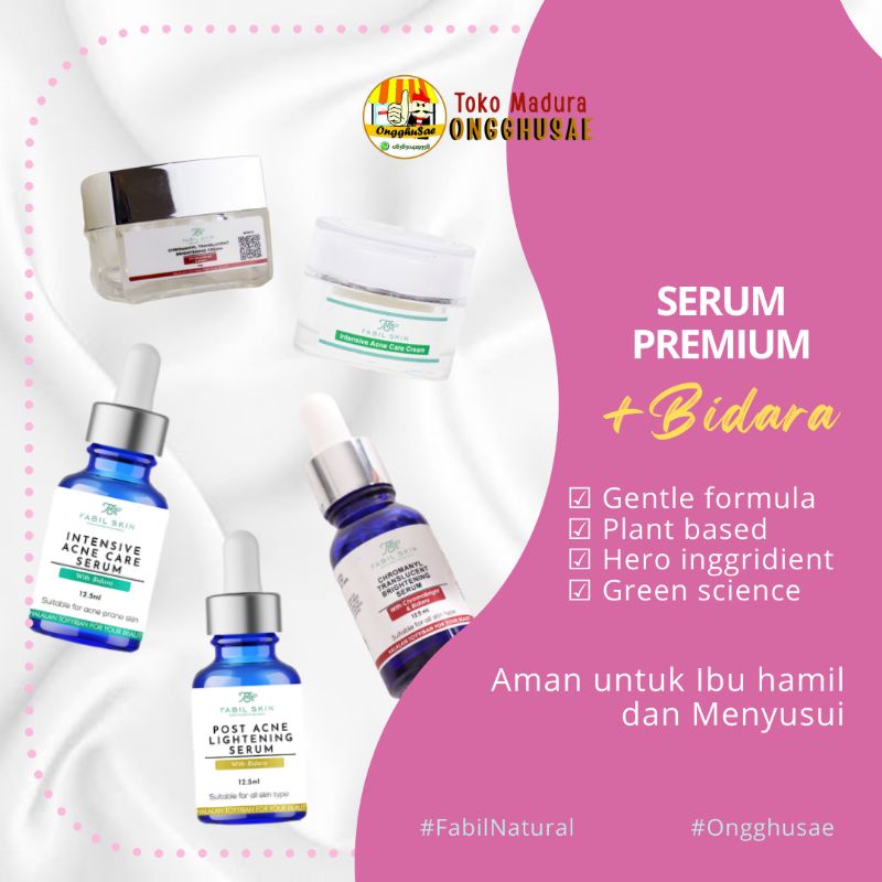 FabilNatural - PREMIUM SERUM + BIDARA || PREMIUM CREAM (Glow & Acne) + BIDARA