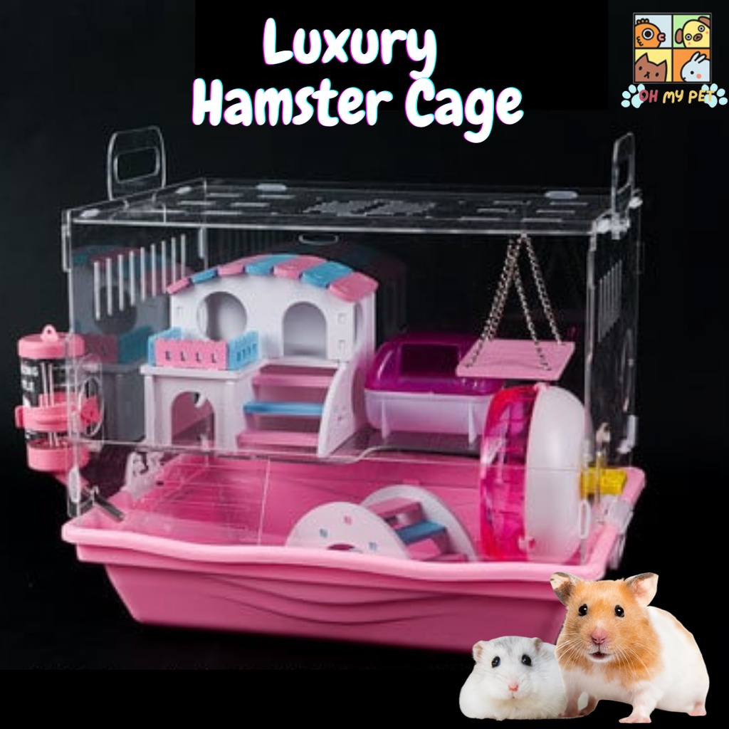 Double Storey Transparent Hamster Cage Habitats Acrylic With Accessories Toys Bedroom Shopee