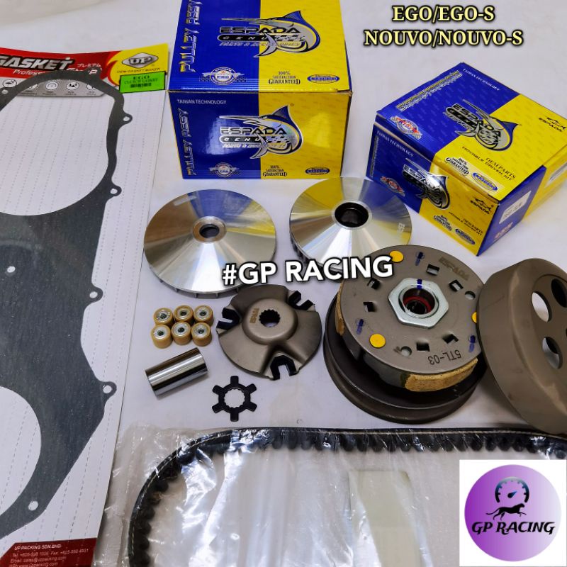 PULLEY SET WITH CLUTCH GASKET EGO/EGOS/NOUVO/NOUVOS + GASKET CLUTCH + BELTING ESPADA "GP