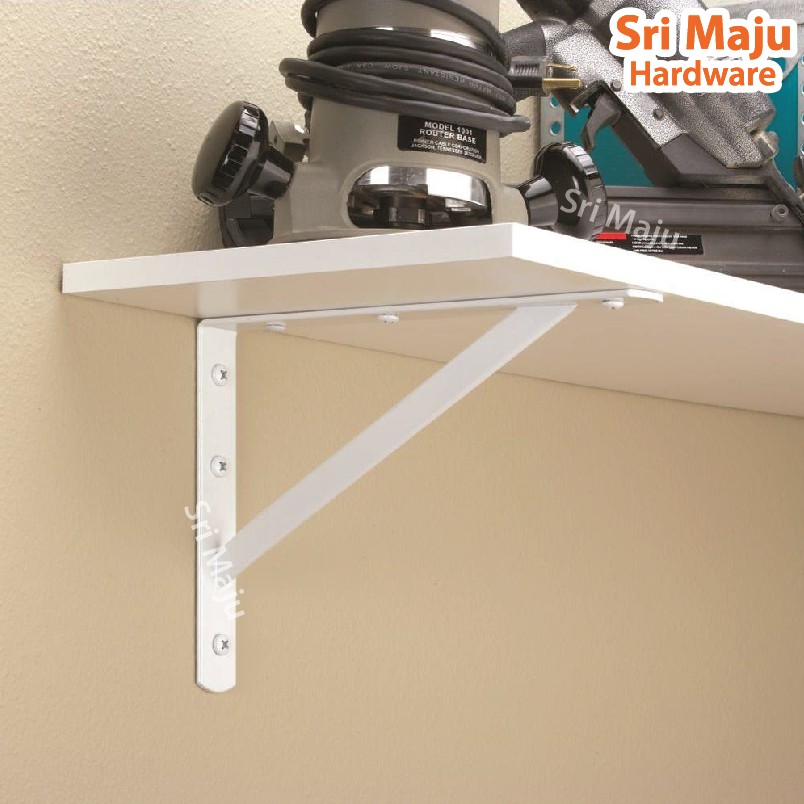 Maju White Coat Wall Shelf Shelving L Bracket Wall Mount Rack