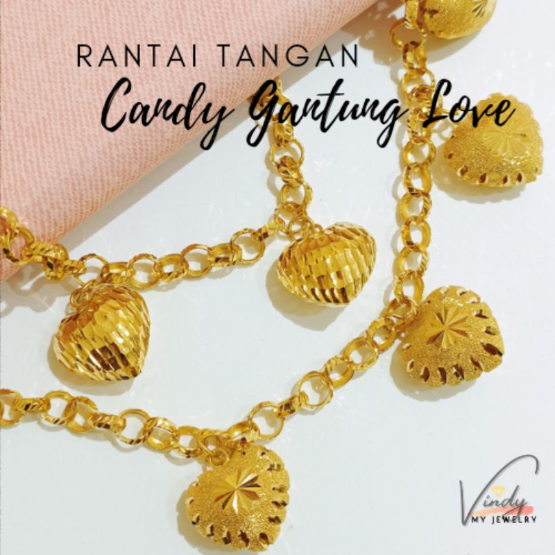 Buy Vindymy Emas 916 Rantai Tangan Candy Gantung Love 916 Gold Bracelet Shopee Seetracker Malaysia