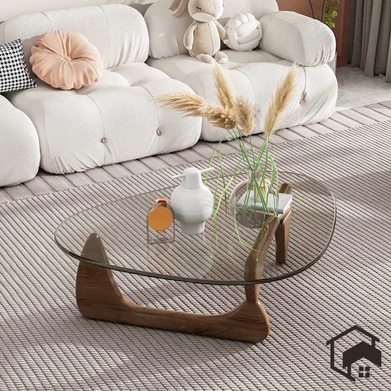 Table Triangle Glass Coffee Table Vintage Glass End Table Solid Wood