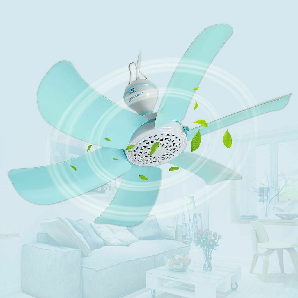 220v Portable 6 Blades Mini Ceiling Fan Hanging Power Summer Cooler Plug Switch