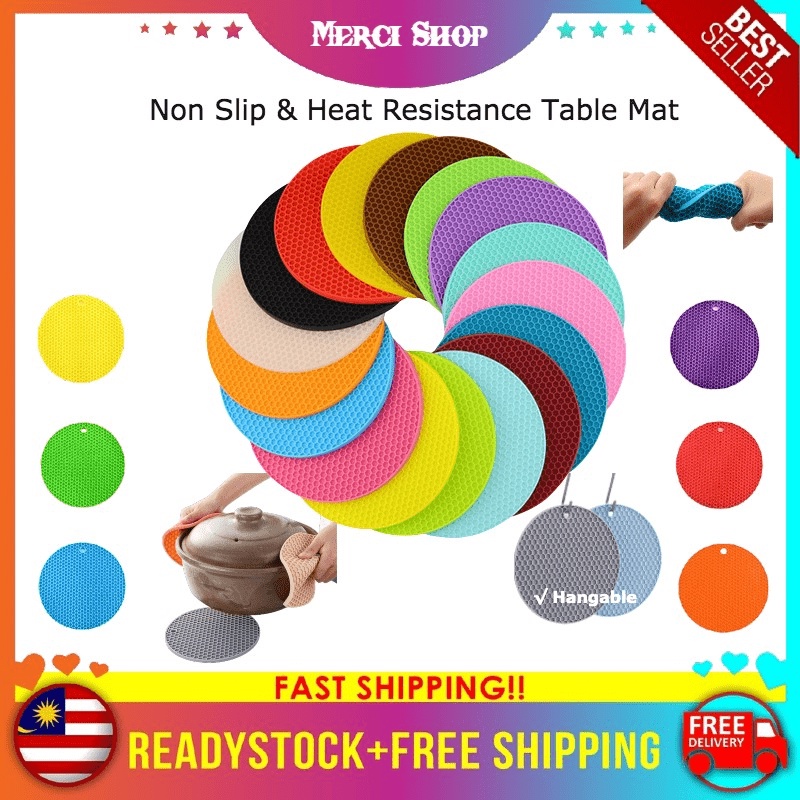 MS 18cm Round Heat Resistant Silicone Mat Coasters Non-slip High Temperature Pot Bowl Table Mat Easy Clean Mat 隔热垫