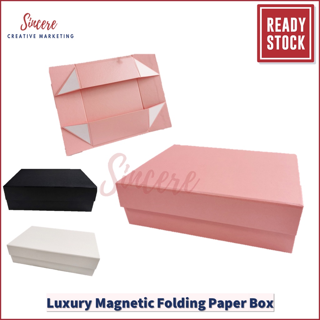 Luxury Black/Pink/White Magnetic Folding Gift Box (Ready Stock)