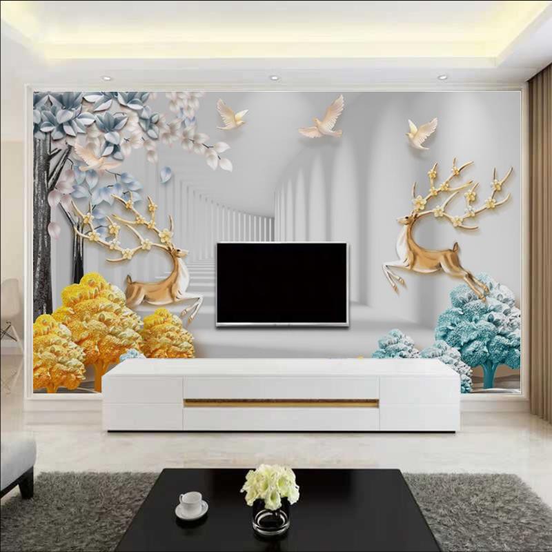 Sw 3d Nordic Elk Tv Background Wall Painting Living Room Shopee Malaysia