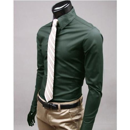 Dark Green Dress Shirt With Tie - Justindrew