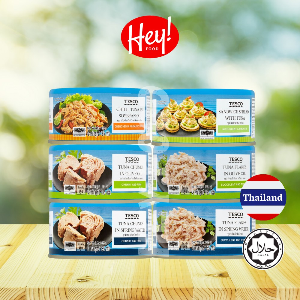 TESCO/LOTUS's Tuna (140g) Tuna Chunks Spring Water/ Tuna Flakes Oilve