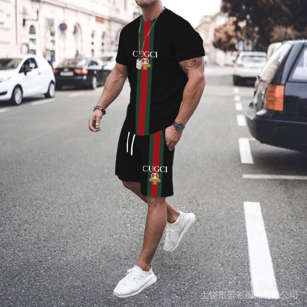 Summer Solid G Color 2 Piece Sets Tracksuit Men's Oversized Clothes Style 3D Printed t shirts Men Suit Tshirt Shorts