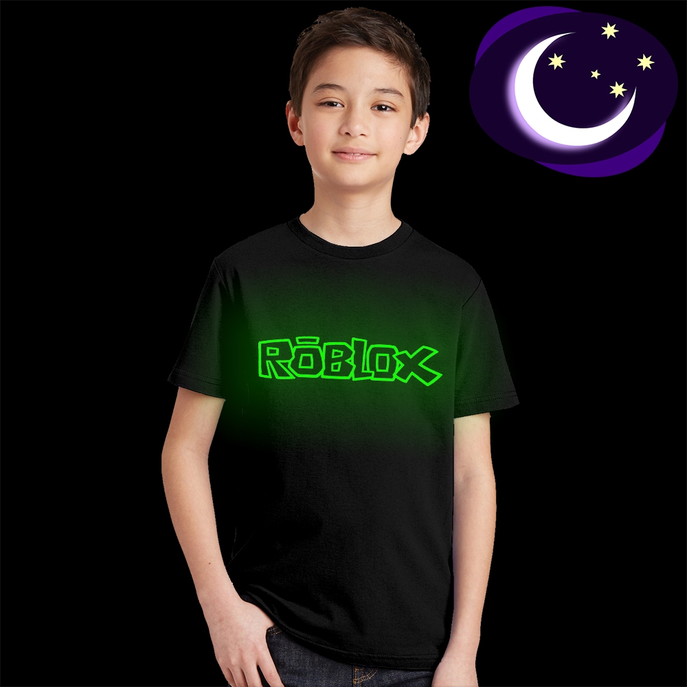 Glow In Dark Green Light Kids T Shirt Roblox Logo Print Children Tshirt Baby Tee Shopee Malaysia - 2020 summer roblox children clothes boys t shirt girls short sleeve kids tops baby clothing shopee malaysia