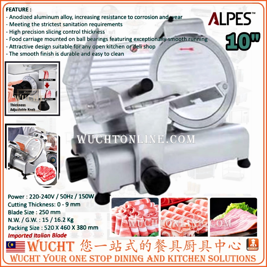 【WUCHT】10" ALPES Commercial Semi Auto Meat Slicer MS250ST Electric Food Slicer Mesin Potong dsging 切肉片机10" / 250mm