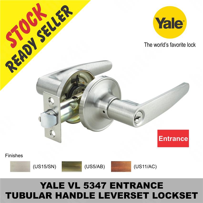 YALE VL 5347 ENTRANCE TUBULAR HANDLE LEVERSET LOCKSET | Shopee Malaysia