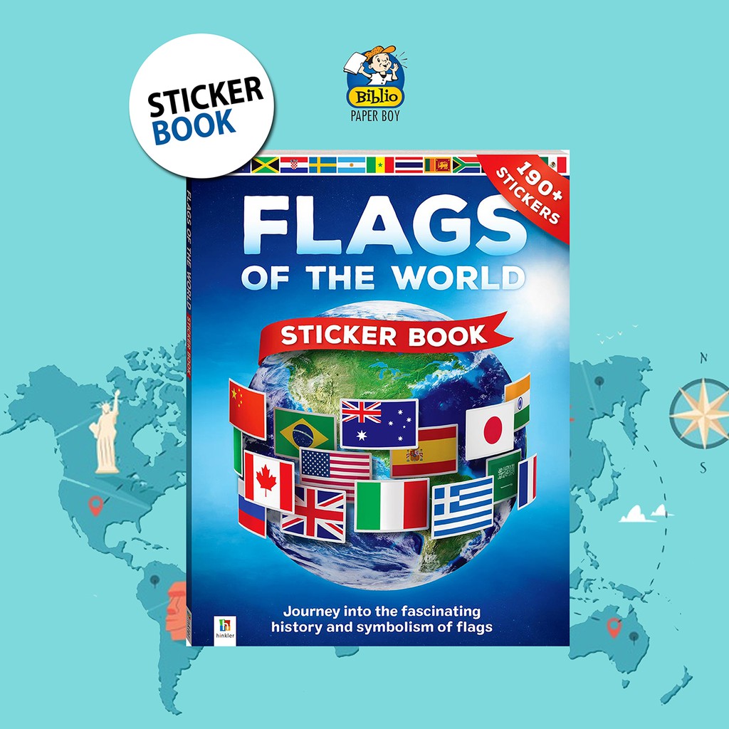 Flags of the World Sticker Book and World Poster