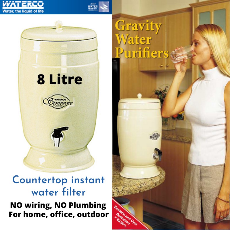 Waterco Stoneware 8L Gravity Purifier Drinking Water Filter Counter Top