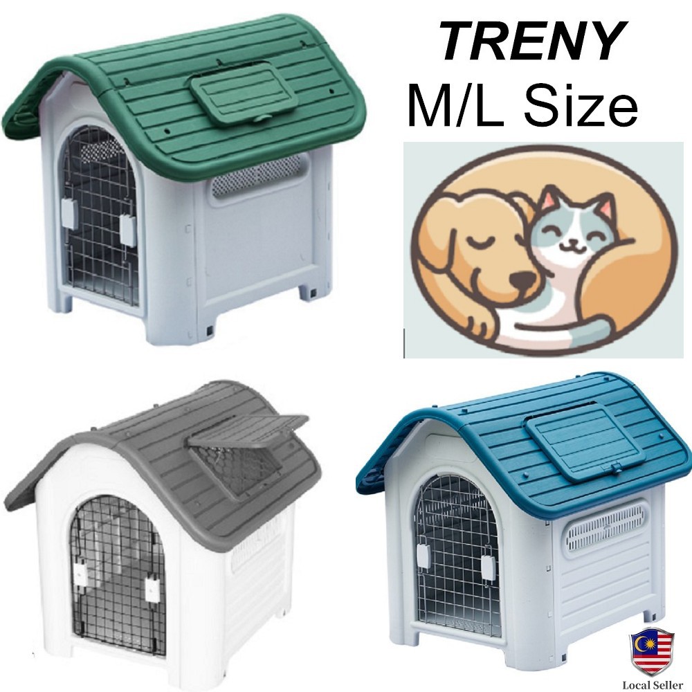 TRENY Plastic Dog Kennel Dog Bed Pet Cat House Puppy Weatherproof Indoor Outdoor  Animal Shelter | Shopee Malaysia