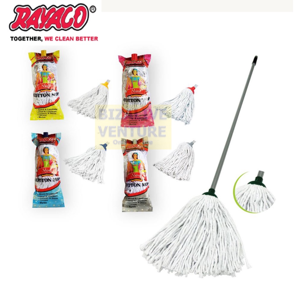 Rayaco White Cotton String Mop & Handle Micro Fibre Circular Mop