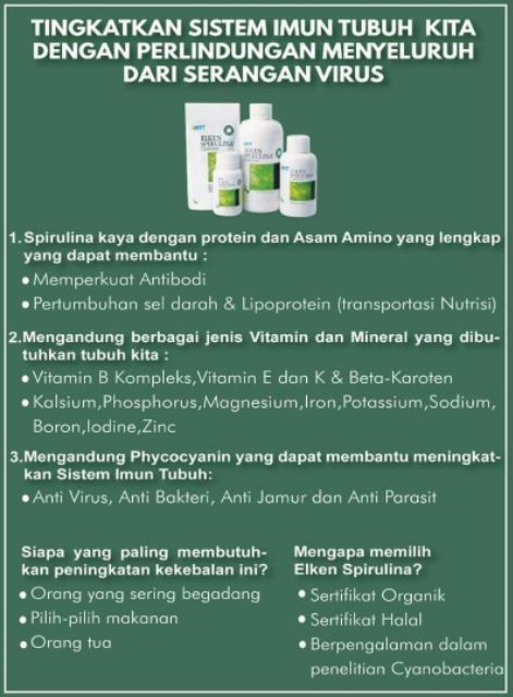 Kebaikan spirulina elken