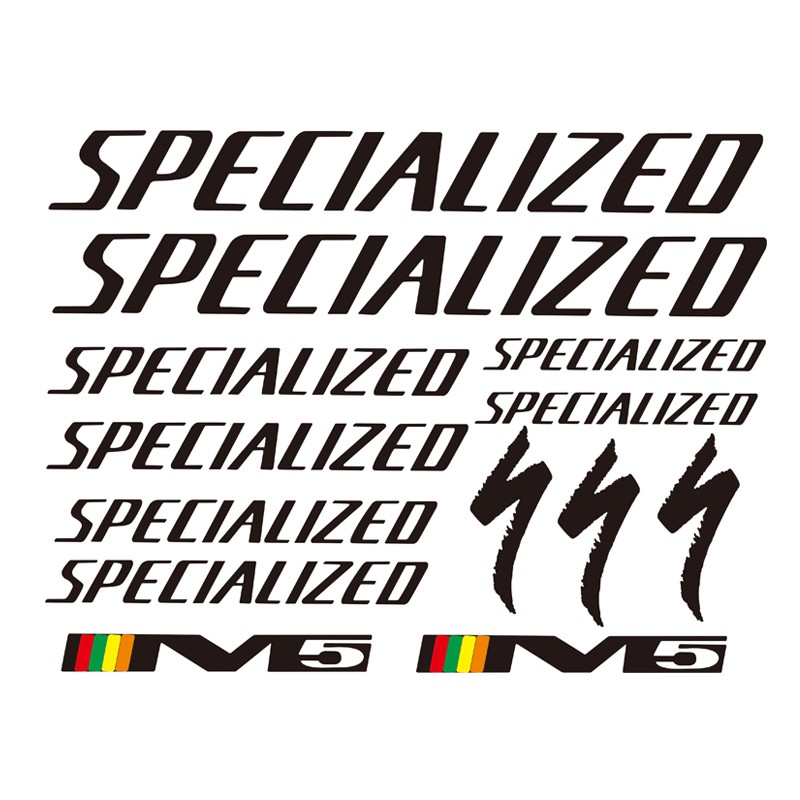Specialized Standard Outlined Bike Sticker 123 Decal Set. 