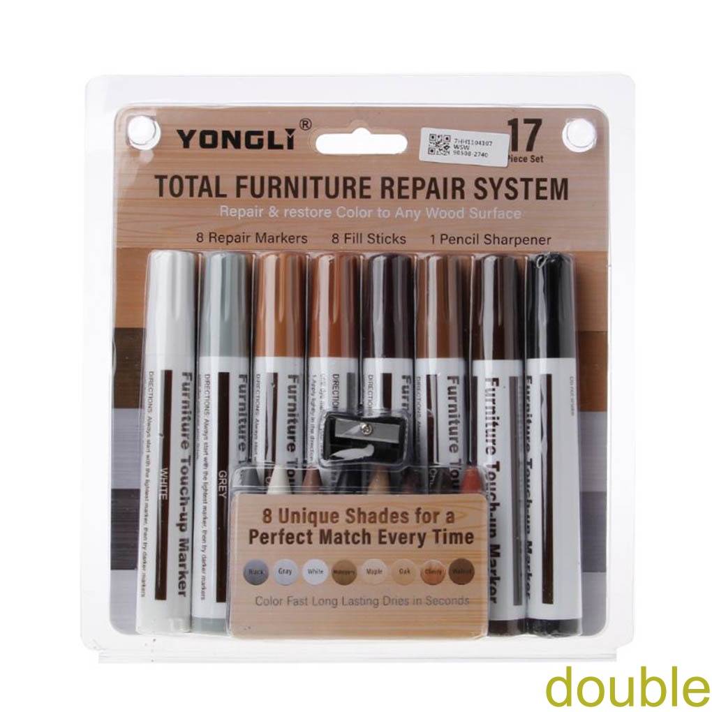 [double]17 Pcs/set Furniture Floor Marker Paint Repair Pen Wood Scratch Restore Eco-friendly Crayon