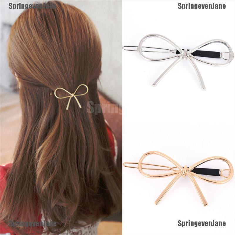 Springevenjane Cool Vintage Hairpins Metal Bow Knot Hair Barrettes