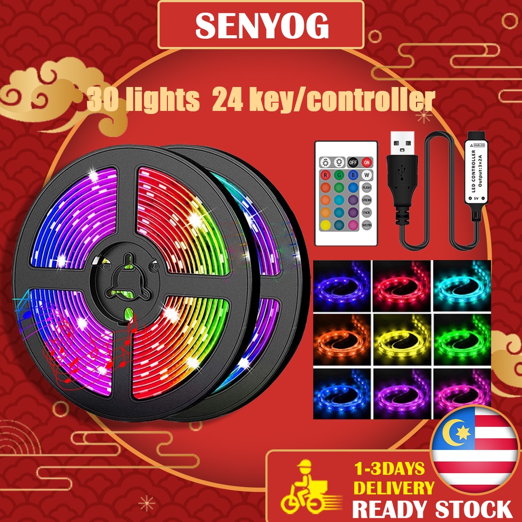 LED strip RGB with 24key remote control color variable TV background