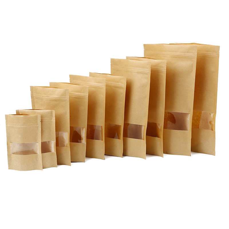 10pcs [Many Size] Ziplock Kraft Paper Bag Air Tight Zipper Kraft bag