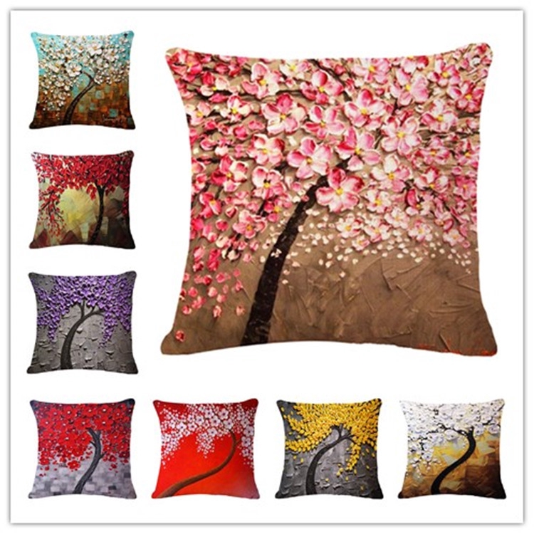 Monkeysell Oil Trees Pattern Pillow Cover Customized