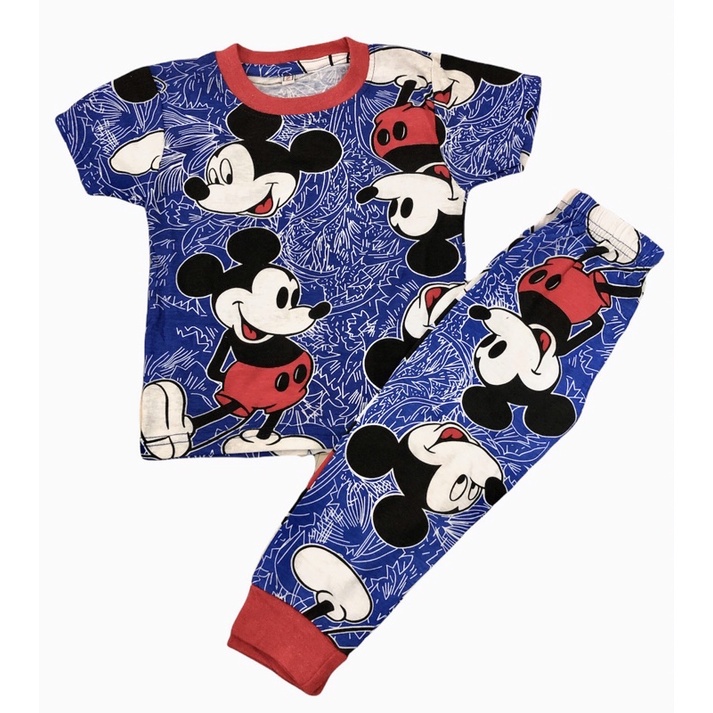 pyjamas kids mickey mouse short sleeve | Shopee Malaysia