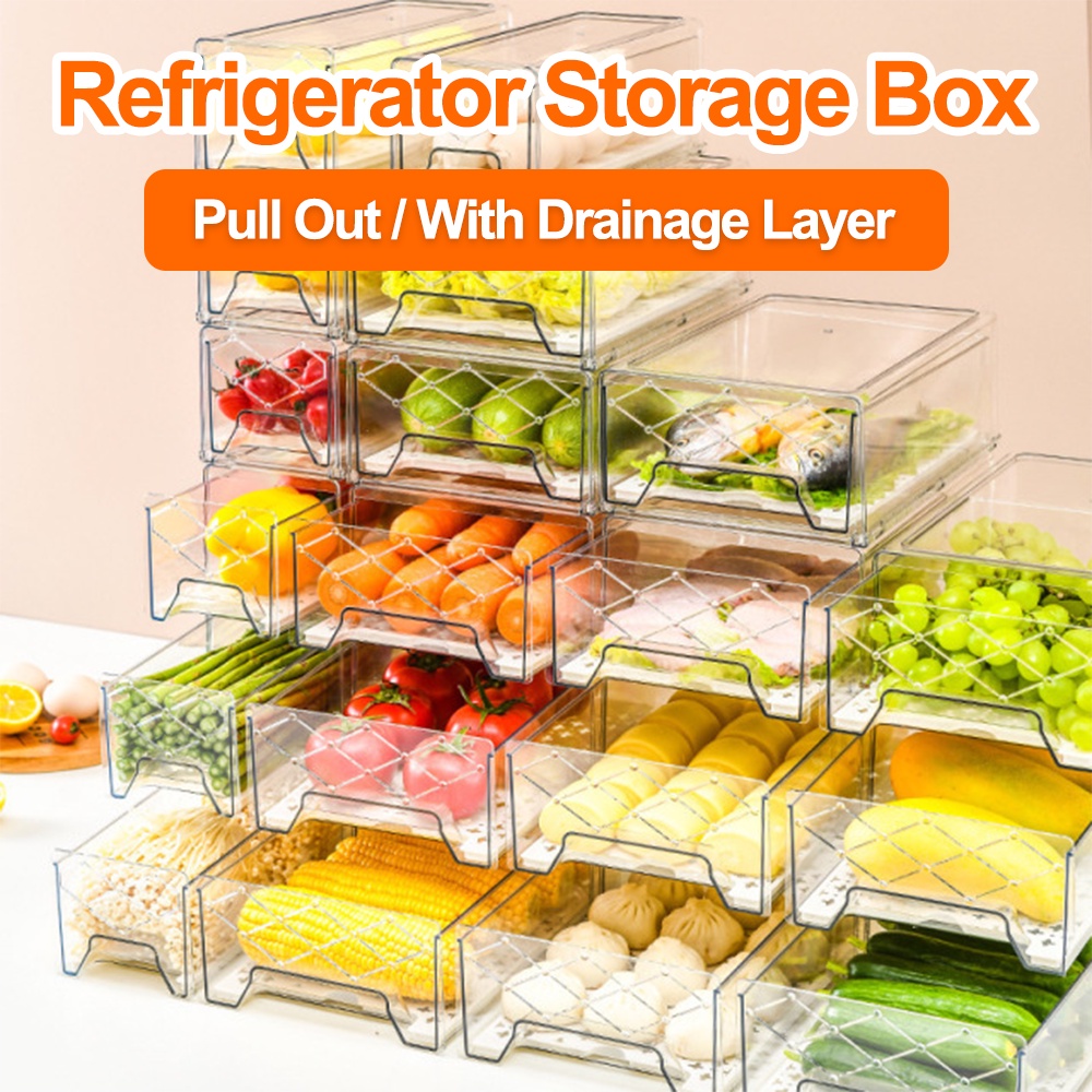 Refrigerator Storage Box MultiFunctional Transparent Food Storage