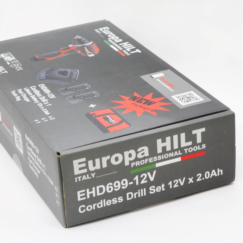 CORDLESS DRILL 12V C/W 12V*2.0AH - EUROPA HILT EHD699-12V (COMPLETE SET ...