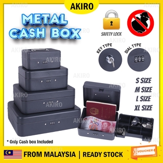 AKIRO Large Key Dial PIN Security Petty Cash Box Money Tray Portable Anti-Scratch Matte Surface  Peti Keselamatan 带锁保险箱