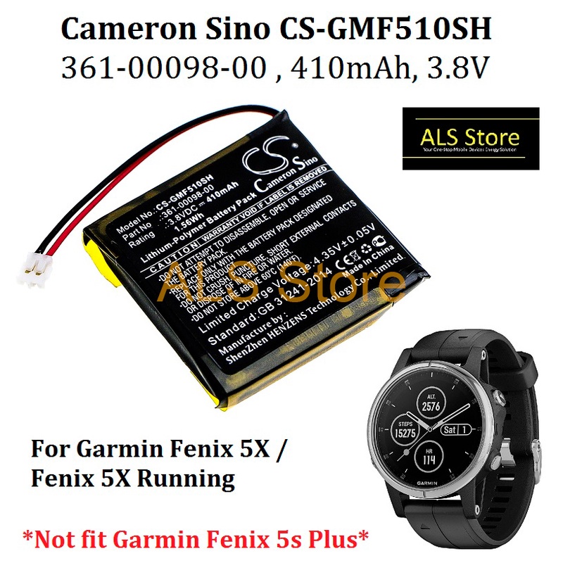 Cameron Sino Batteria Per Garmin Fenix 5s Plus/5X - 410 MAh - Sostitutiva 361-00098-00 - Foto 9