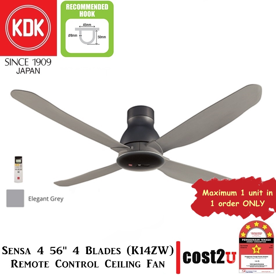 KDK Sensa 4 Blades 56" Ceiling Fan K14ZWQEY, K14ZWQEY, K14ZW (Kipas