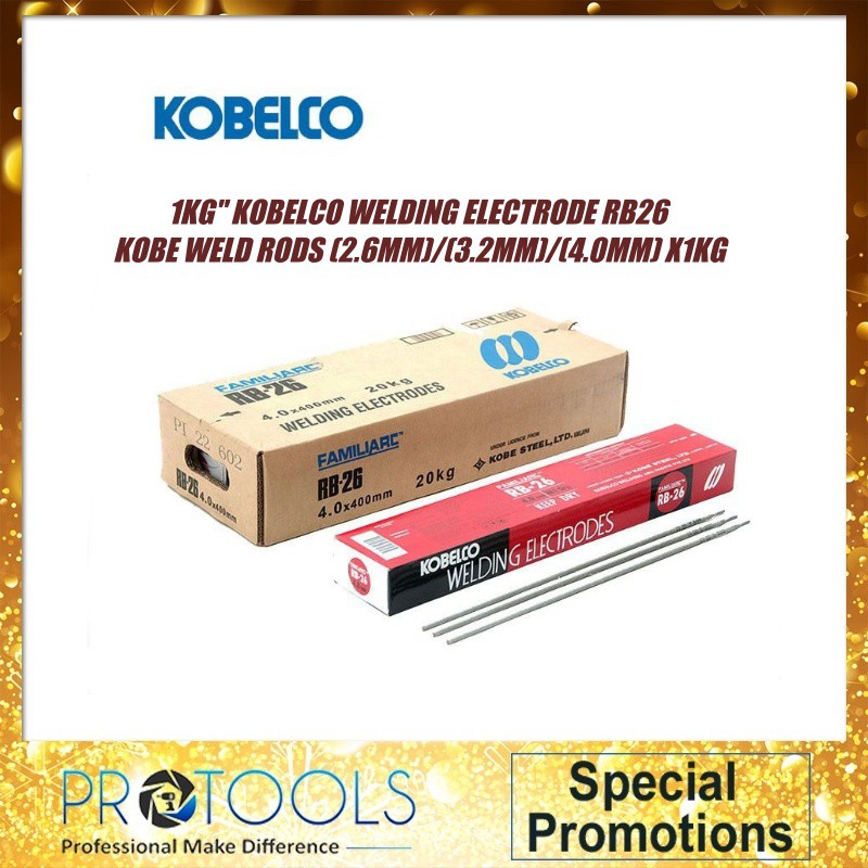 1KG" KOBELCO WELDING ELECTRODE RB26 KOBE WELD RODS (2.6MM)/(3.2MM)/(4