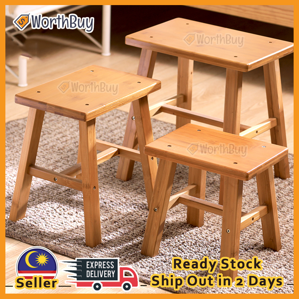 Worthbuy Strong Load Bearing Multifunctional Bamboo Stool Seat Saves Space Mini Chair