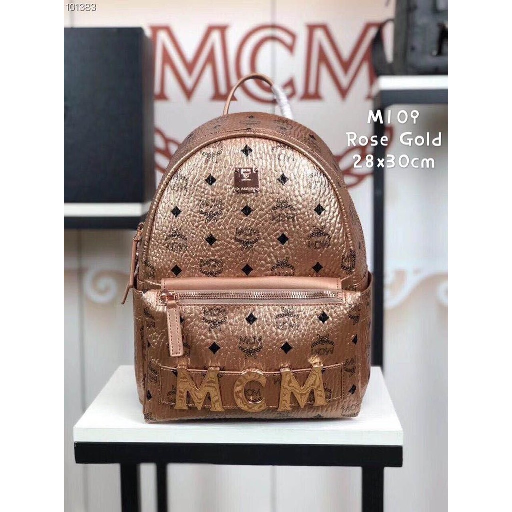 mcm rose gold backpack