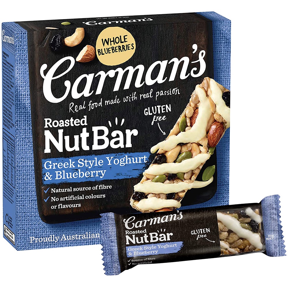 EXP: 10/2022) CARMAN'S Roasted Nut Bars - Greek Style Yoghurt Blueberry/Diet  Bars/Breakfast Bar/Energy Bar | 5Bars x32g | Shopee Malaysia