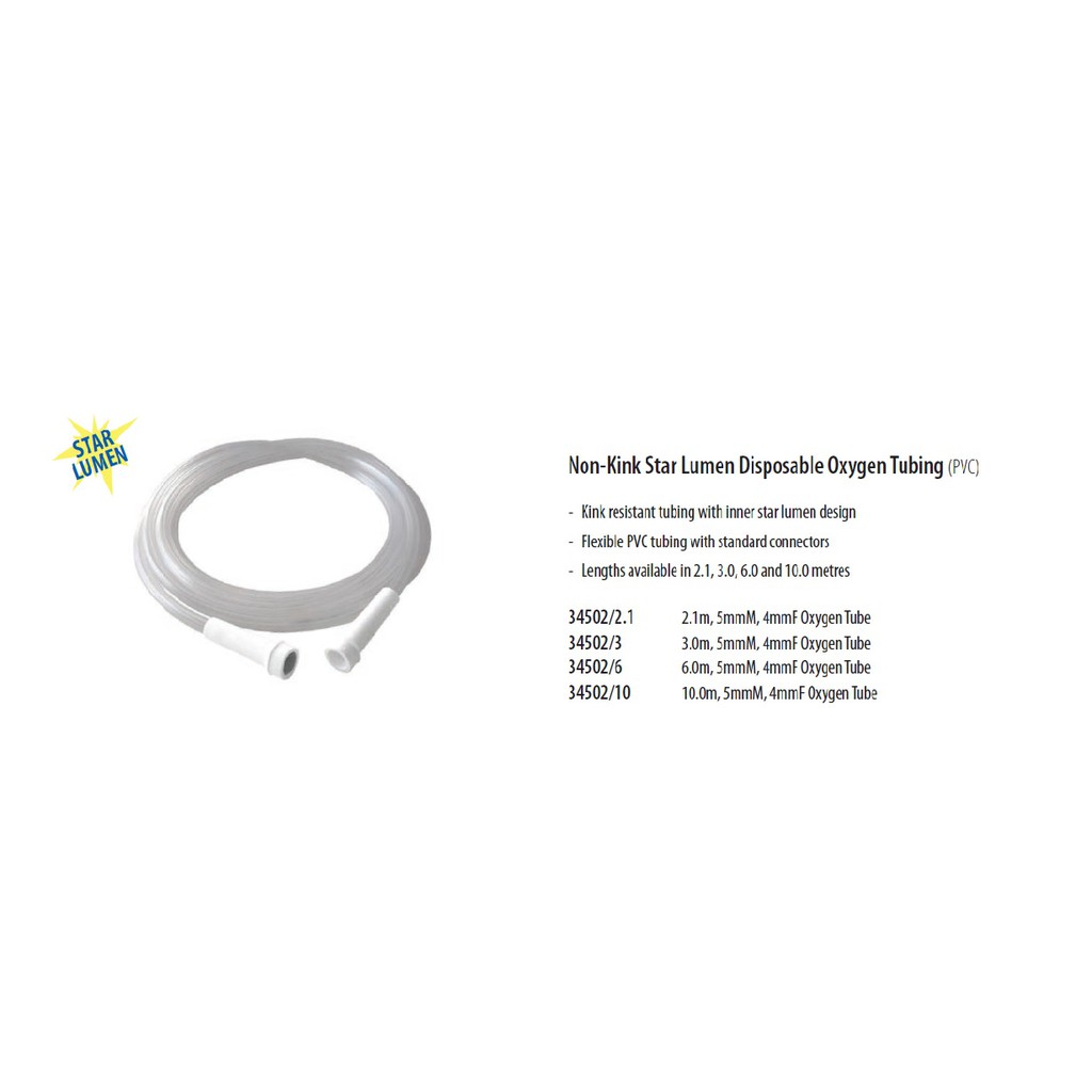 Oxygen Supply Tubing, 2.1m by Parker Healthcare