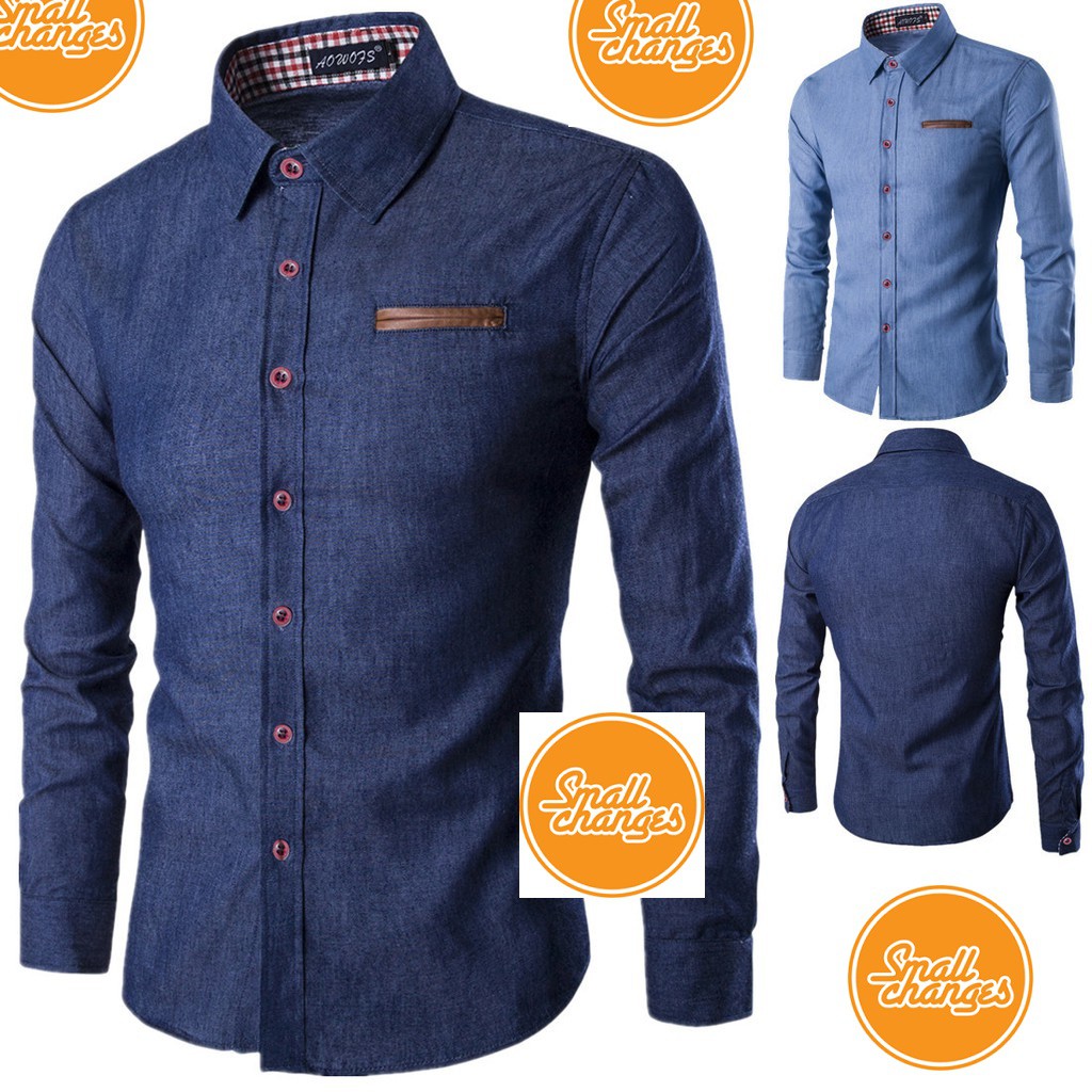  kemeja  lelaki baju  denim jeans viral  men shirt tt222fg 