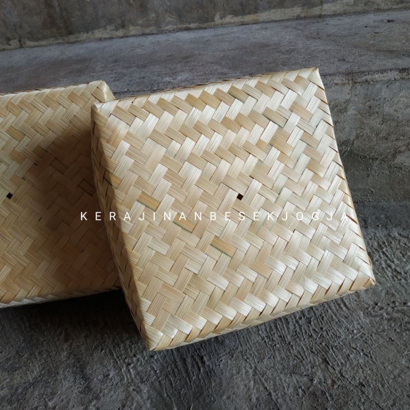 A PAIR OF BESEK natural 25X25X8 woven bamboo besek unique besek jumbo bamboo besek storage basket