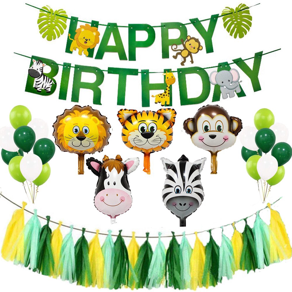 Animal theme jungle party foil balloon theme birthday party decoration  children birthday balloon zoo party decoration | Shopee Malaysia